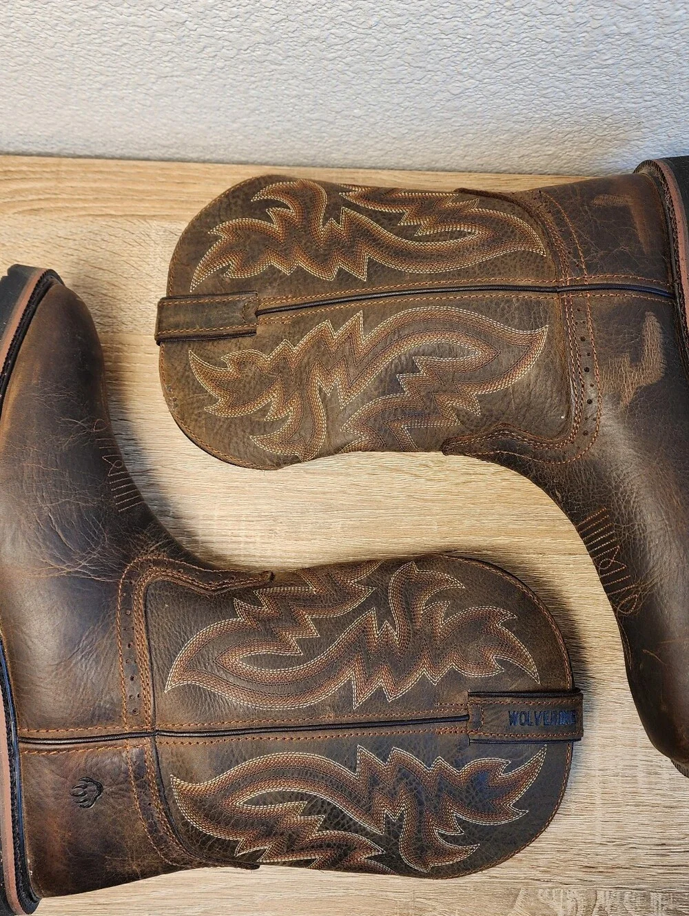 NWT WOLVERINE Men's Rancher Square Toe Western Work Brown Leather Boot 10.5